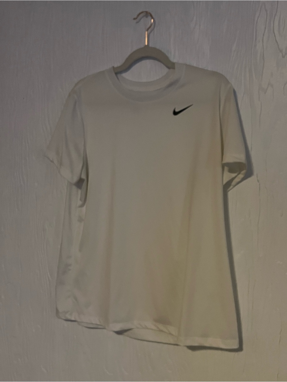 Nike White Short Sleeve Dri-Fit Tee with Black Swoosh